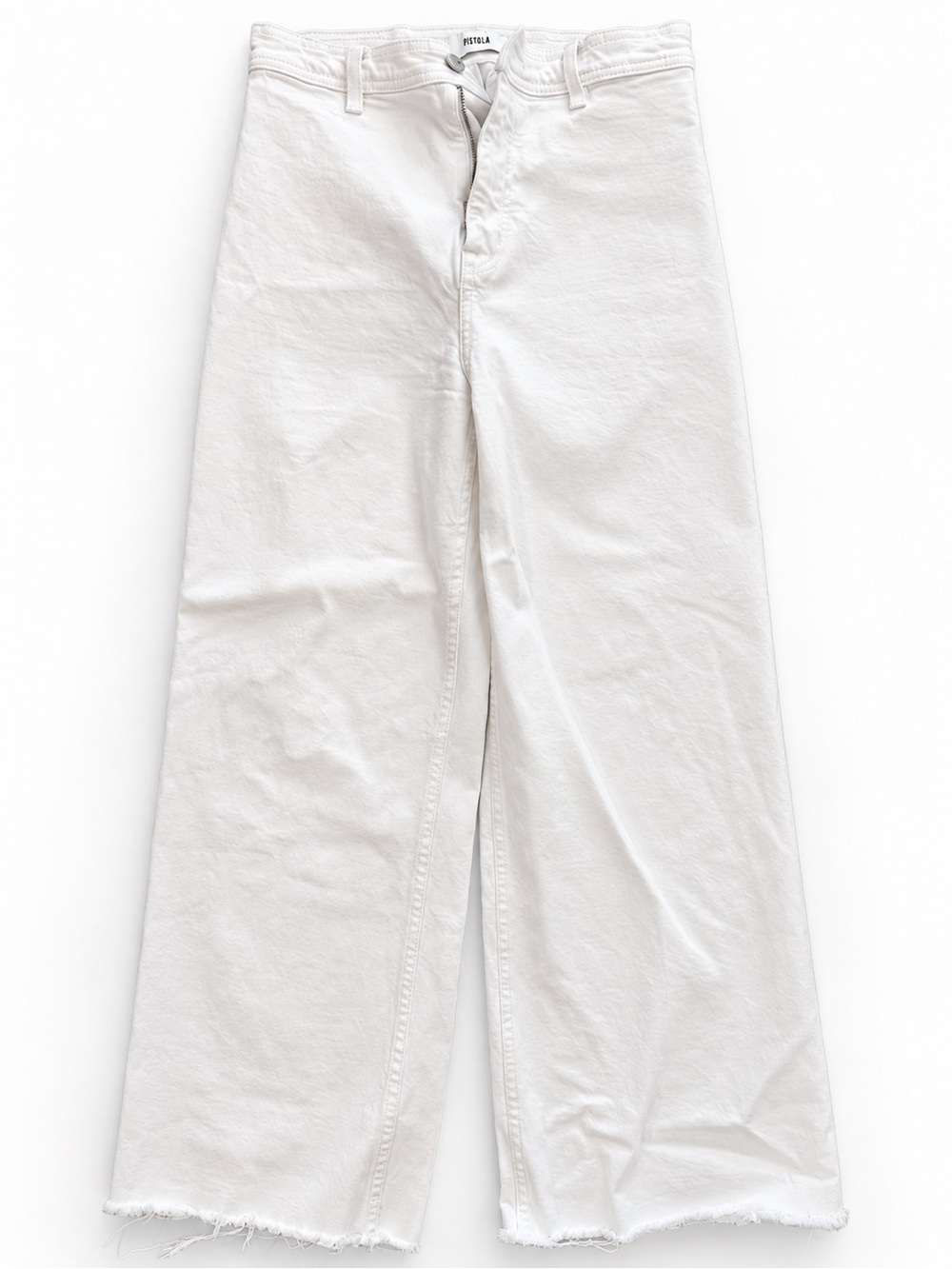 PISTOLA White Wide Leg Raw Hem Jeans Blizzard Size 26